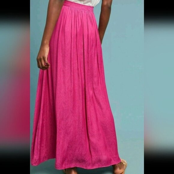 NWT Anthropologie Akemi + Kin Paros in Raspberry Pink Paisley Maxi Skirt 4 $118 - Picture 3 of 9